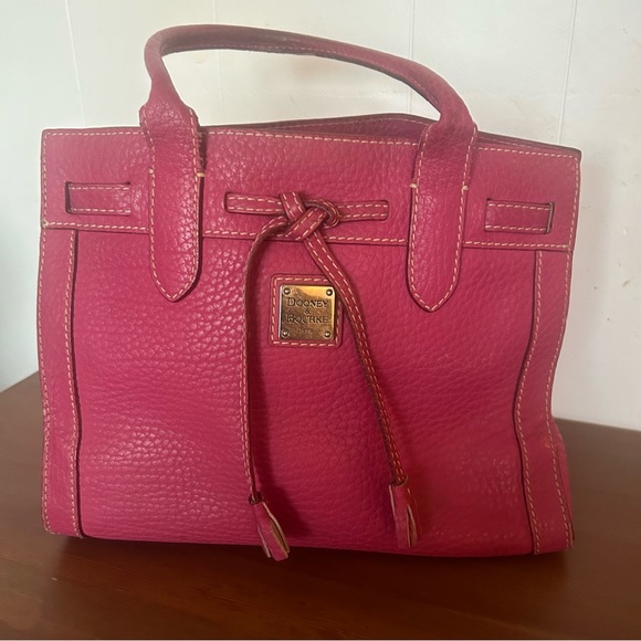 Dooney & Bourke Genuine Pink Pebble Grain Leather Purse Handbag w/ Tassel Detail - Picture 3 of 11